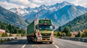 Goods truck on a mountain road in Hazara